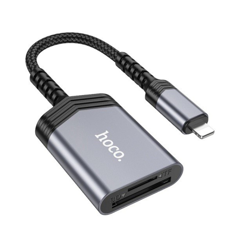 Перехідник OTG Card Reader Lighting to SD, TF, MicroSd Hoco UA25 black