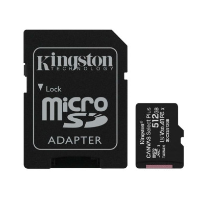 Карта пам'яті MicroSDXC 512GB UHS-I/U3 Class 10 Kingston Canvas Select Plus R100/W85MB/s + SD-адапте Карта пам'яті MicroSDXC 512GB UHS-I/U3 Class 10 Kingston Canvas Select Plus R100/W85MB/s + SD-адапте