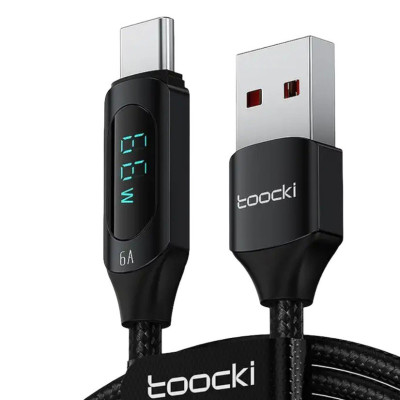 USB кабель Toocki Type-C TQ-X03 LCD, 66W black 2 метри