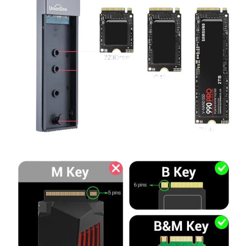 Зовнішня кишеня M.2 PCIe PCIe M & B Key + B Key UnionSine S7 5 Гбит/с metall Зовнішня кишеня M.2 PCIe PCIe M & B Key + B Key UnionSine S7 5 Гбит/с metall