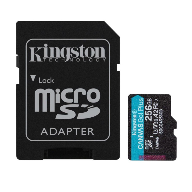 Карта пам'яті MicroSDXC 256GB UHS-I/U3 Class 10 Kingston Canvas Go! Plus R200/W160MB/s + SD-адаптер