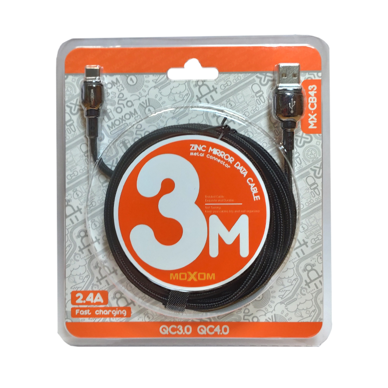 USB кабель Moxom MX-CB43 Type-C 3 метри black