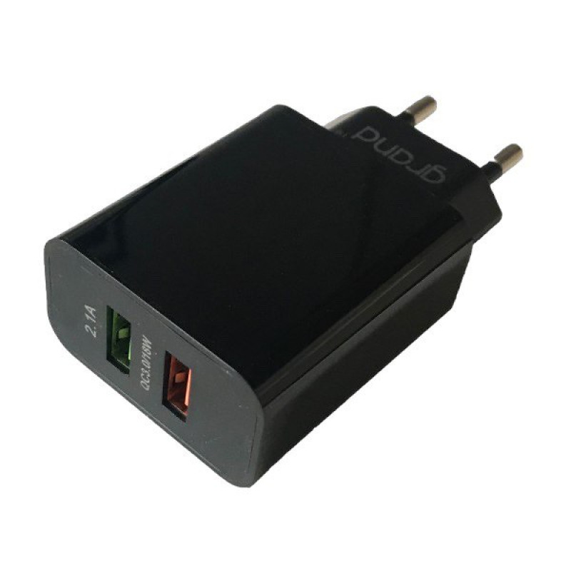 Зарядний пристрій Grand D18AQ-2, 2 port USB-A,  QC3.0 18W black