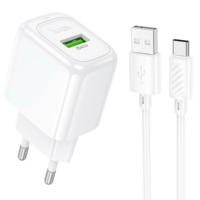Зарядний пристрій з кабелем Type-C Hoco CS52A USB-A, 3A, 18W, QC 3.0 white