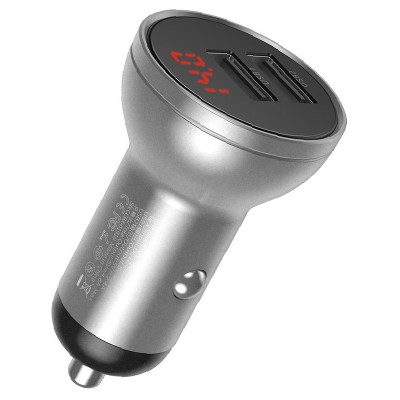 Автомобільний зарядний пристрій Baseus Digital Display 4.8A, 24W silver (CCBX-0S) Автомобільний зарядний пристрій Baseus Digital Display 4.8A, 24W silver (CCBX-0S)