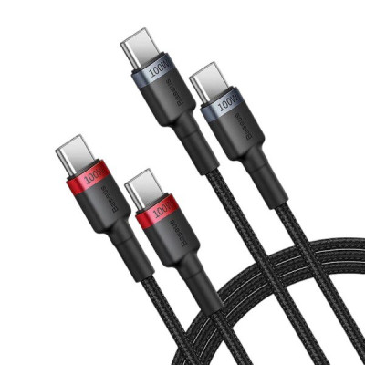 USB кабель Baseus Type-C to Type-C P10318306003-00, 100W black, 2шт в коробці USB кабель Baseus Type-C to Type-C P10318306003-00, 100W black, 2шт в коробці