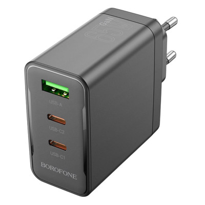 Зарядний пристрій Borofone BN12 USB-A, 2 USB-C 65W black Зарядний пристрій Borofone BN12 USB-A, 2 USB-C 65W black