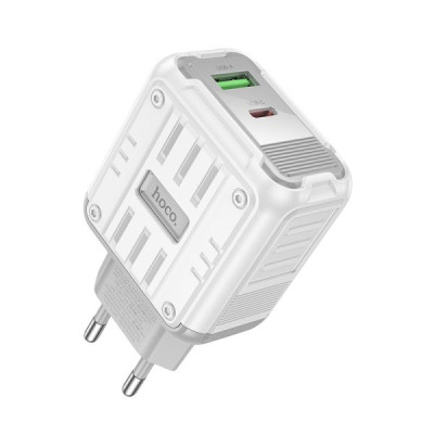 Зарядний пристрій Hoco C136A USB-C, USB-A 45W white Зарядний пристрій Hoco C136A USB-C, USB-A 45W white
