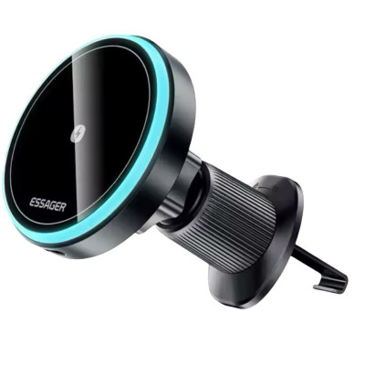 Автотримач Essager T15 wireless charging 5W,7.5W,10W,15W MagSafe black Автотримач Essager T15 wireless charging 5W,7.5W,10W,15W MagSafe black