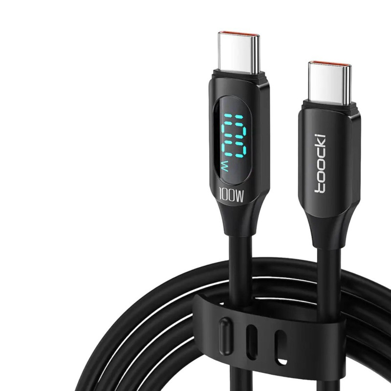 USB кабель Toocki Type-C to Type-C TQ-X55 silicone, LCD 100W black