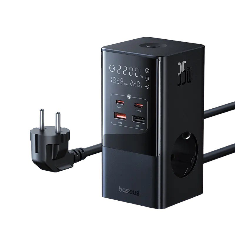 Зарядний пристрій Baseus 3AC, 2 USB-A, 2 USB-C, 35W black (CCGAN35-S3ACE)