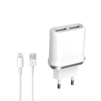 Зарядний пристрій з кабелем Lightning XO L52 2 USB  mA white