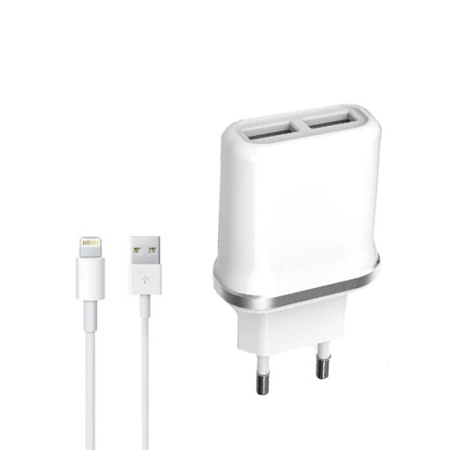 Зарядний пристрій з кабелем Lightning XO L52 2 USB  mA white