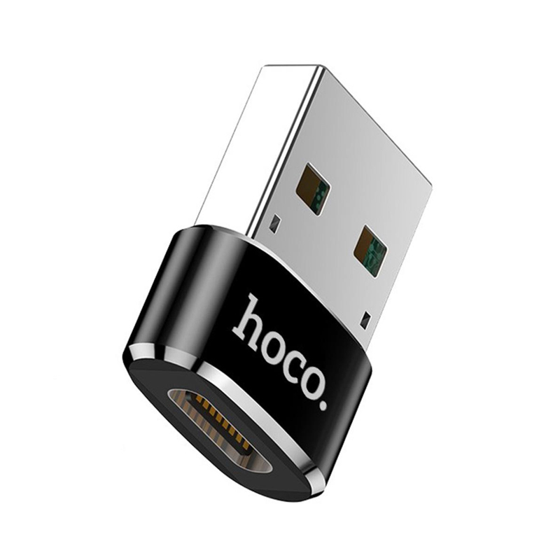 Перехідник Type-C на USB для зарядки зі стандартними блочками Hoco UA6 black