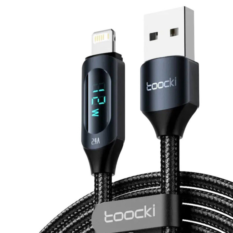 USB кабель Toocki Lightning TQ-X03 LCD black 2 метри