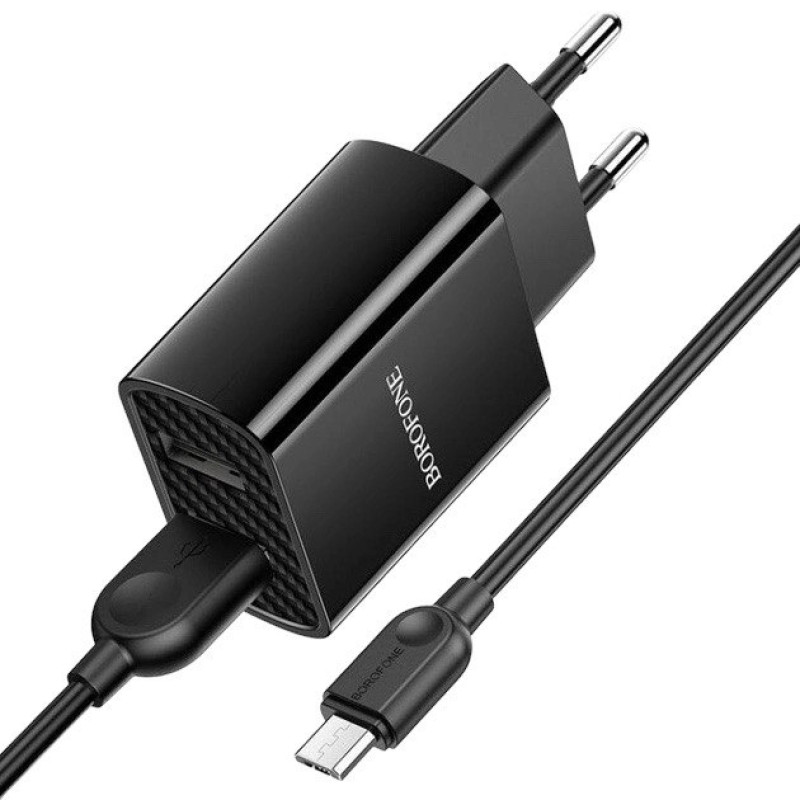 Зарядний пристрій з кабелем microUSB Borofone BA53A 2 USB 2.1 A black