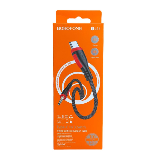 Перехідник Type-C на AUX 3.5 мм Borofone BL14 black