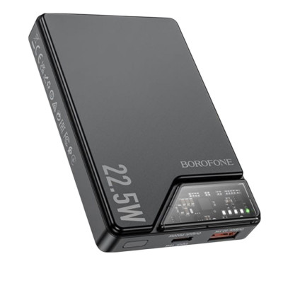 Зовнішній акумулятор Borofone BJ49 10000 mAh PD 20W black magnetic wireless charger Зовнішній акумулятор Borofone BJ49 10000 mAh PD 20W black magnetic wireless charger