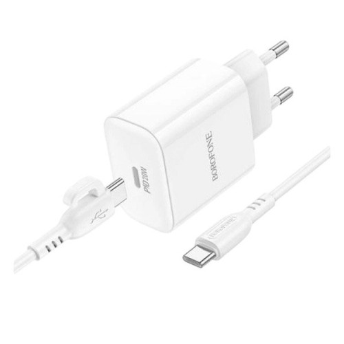 Зарядний пристрій з кабелем Type-C to Type-C Barofone BA81A USB-C PD20W white Зарядний пристрій з кабелем Type-C to Type-C Barofone BA81A USB-C PD20W white