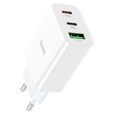 Зарядний пристрій Hoco C99A 2 USB-C PD 20W, 1 USB QC 3.0 15W white