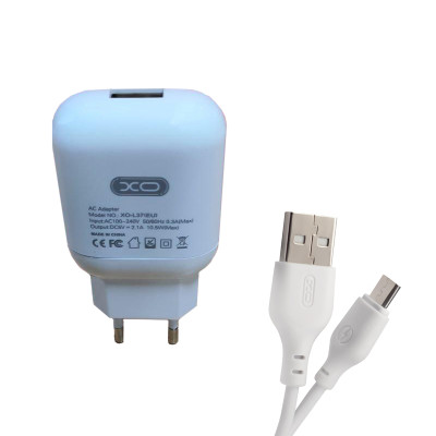 Зарядний пристрій з кабелем microUSB XO L37 1 USB 2100 mA white Зарядний пристрій з кабелем microUSB XO L37 1 USB 2100 mA white