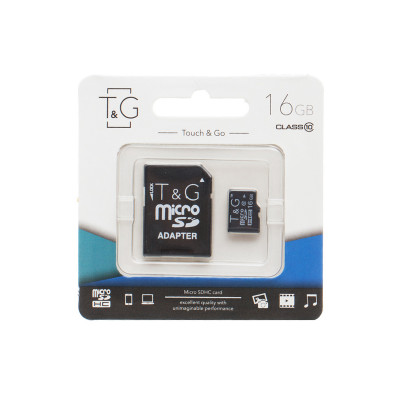 Карта пам'яті microSD 16 Гб T&G з адаптером class 10