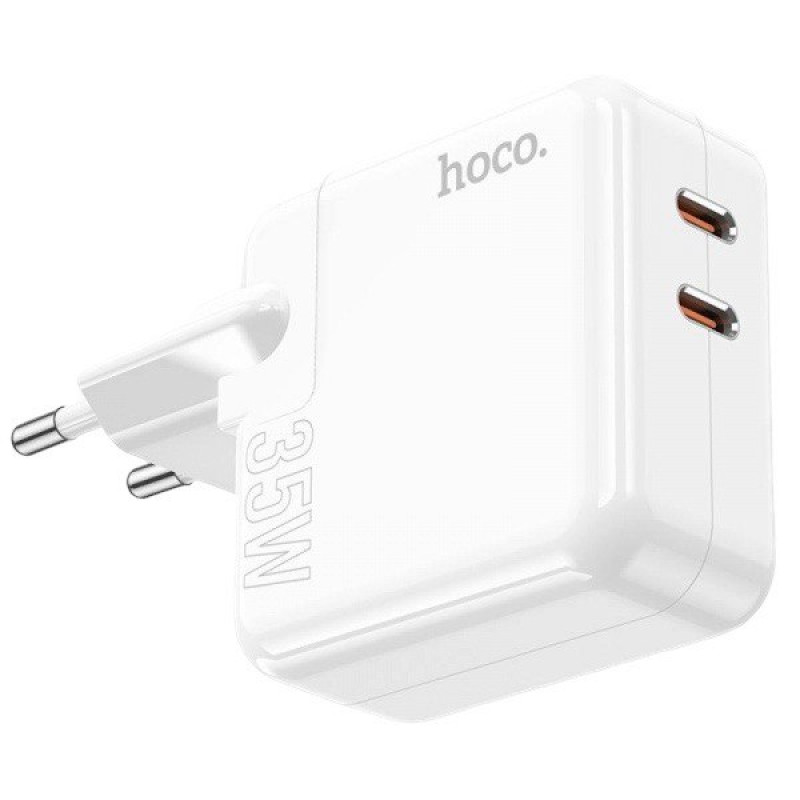 Зарядний пристрій Hoco C110A, 2 USB-C, 35W, QC3.0 white