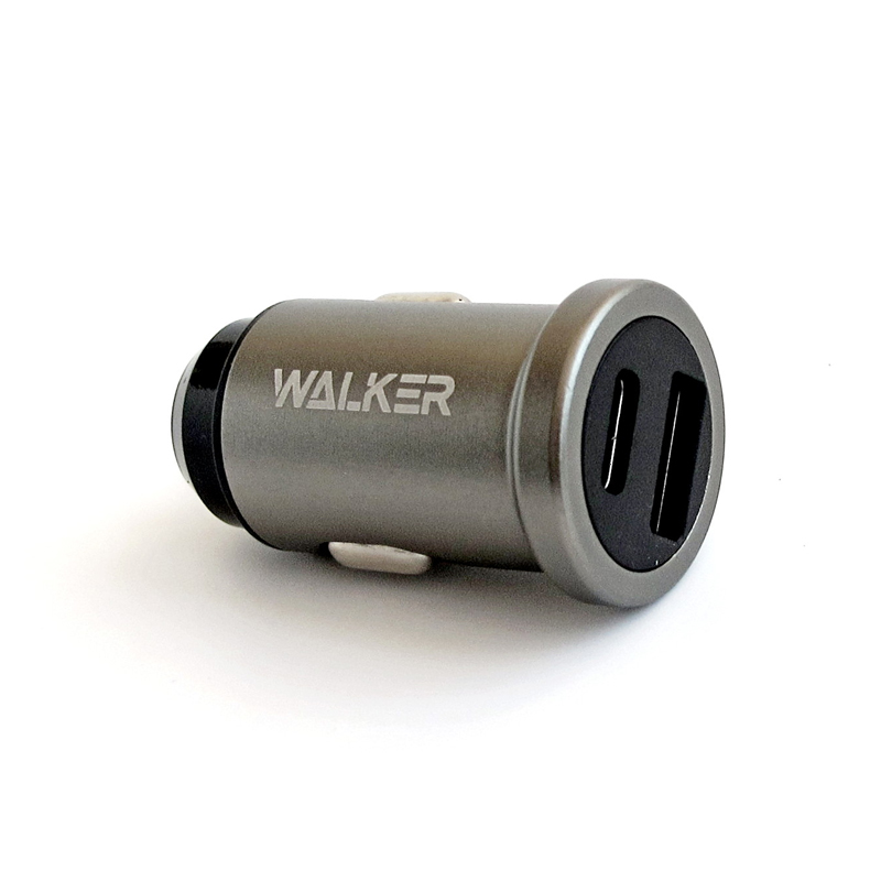 Автомобільний зарядний пристрій Walker WCR-25 1 USB + Type-C 3100 mA gray