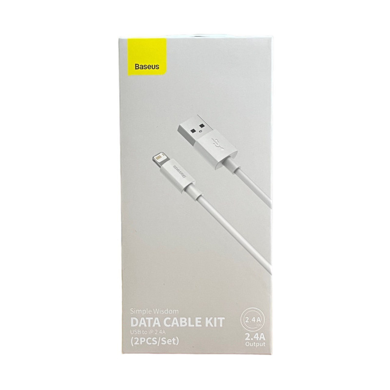 USB кабель Baseus Lightning TZCALZJ-02 white, 2pcs, 1.5m