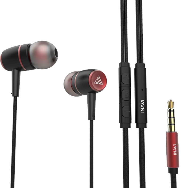 Навушники Inavi E39 з мікрофоном red-black