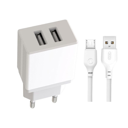 Зарядний пристрій з кабелем microUSB XO L75 2 USB 2400 mA white Зарядний пристрій з кабелем microUSB XO L75 2 USB 2400 mA white
