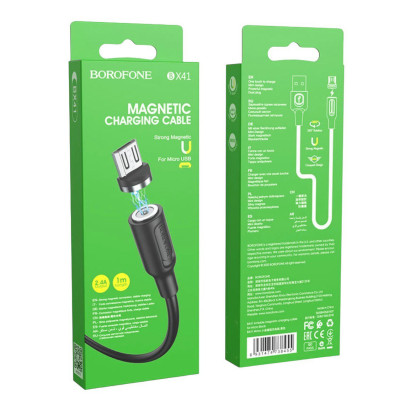 USB кабель Borofone BX41 microUSB magnetic black USB кабель Borofone BX41 microUSB magnetic black