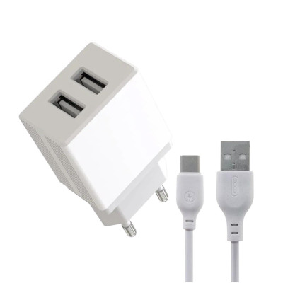 Зарядний пристрій з кабелем Type-C XO L75 2USB 2.4A white Зарядний пристрій з кабелем Type-C XO L75 2USB 2.4A white