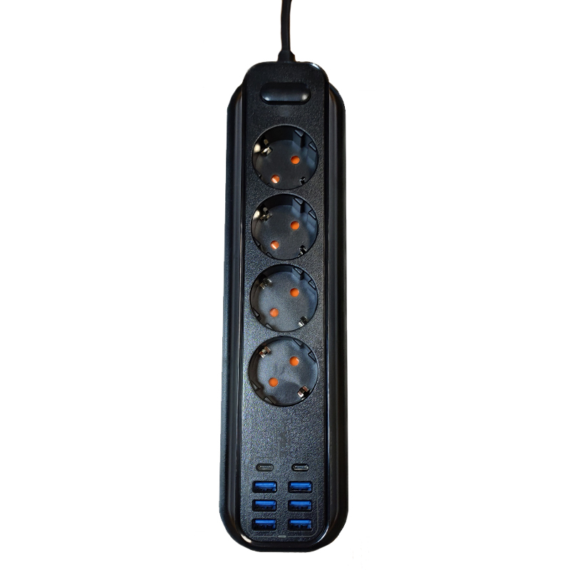 Мережевий подовжувач Moxom MX-ST05, 4 розетки, 6 USB, 3.4А, 2 метри black