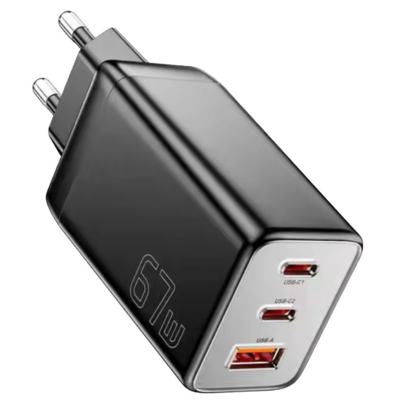 Зарядний пристрій Essager GaN 2 USB-C, USB-A 67W (G671A2CU1) black