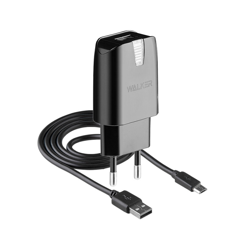 Зарядний пристрій з кабелем microUSB Walker WH-21 1 USB 2000 mA black