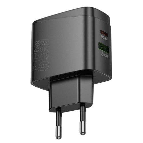 Зарядний пристрій Hoco CS63A USB-A, USB-C PD 65W black