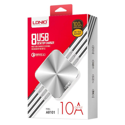 Зарядний пристрій Ldnio A8101, 10A , 8 USB, 1,5 метра gray Зарядний пристрій Ldnio A8101, 10A , 8 USB, 1,5 метра gray