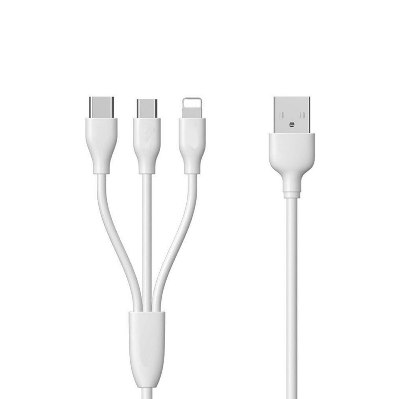 USB кабель Ivon CA-74 3 в 1 microUSB, Lightning, Type-C white