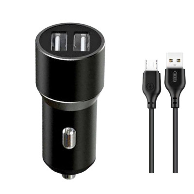 Автомобільний зарядний пристрій XO TZ09 microUSB 2 USB 2400 mA 12W black Автомобільний зарядний пристрій XO TZ09 microUSB 2 USB 2400 mA 12W black