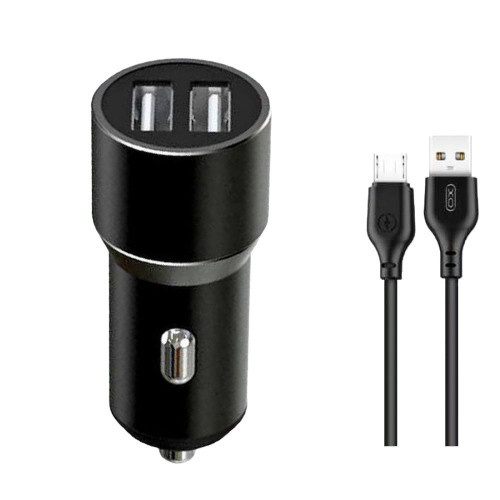 Автомобільний зарядний пристрій XO TZ09 microUSB 2 USB 2400 mA 12W black