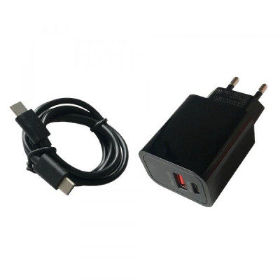 Зарядний пристрій з кабелем Type-C to Type-C Grand D20QP-1 USB-C, USB-A, PD 20W, QC3.0, 3A black