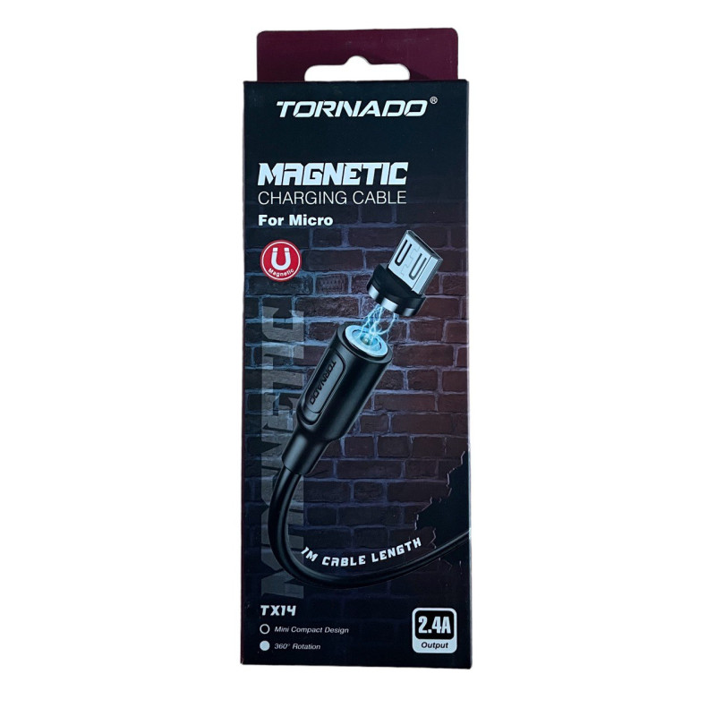 USB кабель Tornado TX14 microUSB магнітний black
