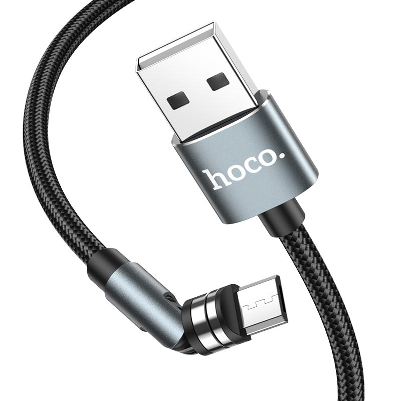 USB кабель Hoco U94 Universal Rotating microUSB магнітний black