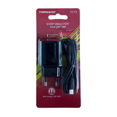 Зарядний пристрій з кабелем Type-C Tornado TD-14 1 USB 2100 mA black