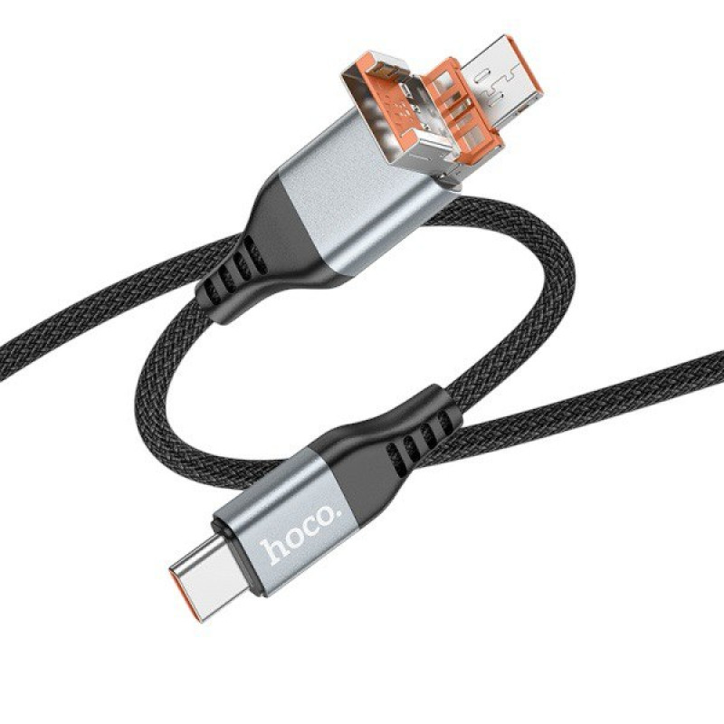 USB кабель Hoco U128 USB-A, Type-C to Type-C black