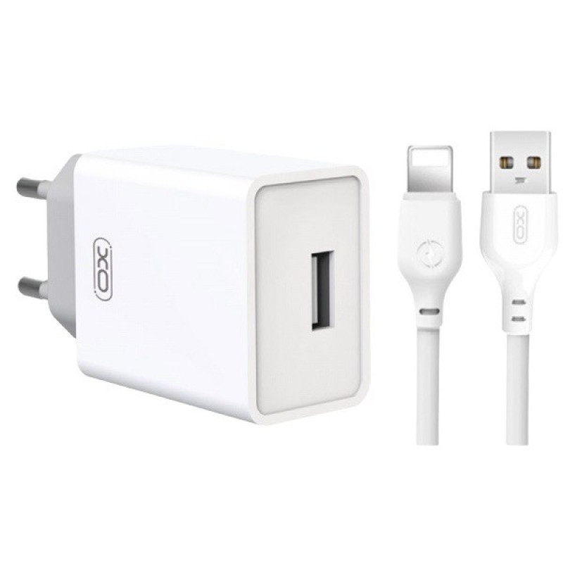 Зарядний пристрій з кабелем Lightning XO L93 1 USB 2400 mA white