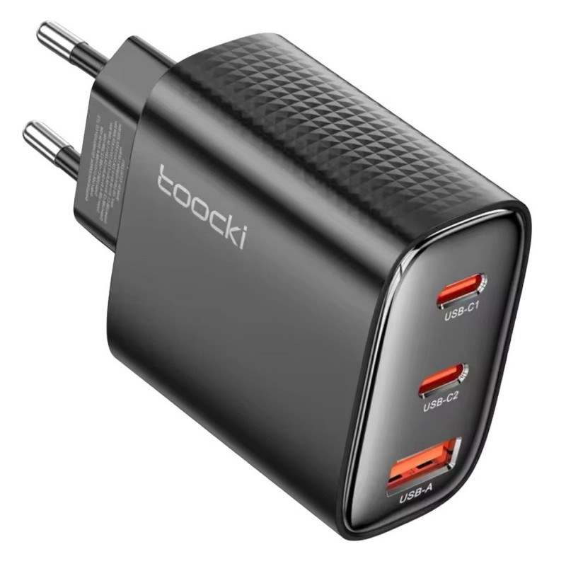 Зарядний пристрій Toocki GaN, 2 USB-C, USB-A 40W (TCT40) black