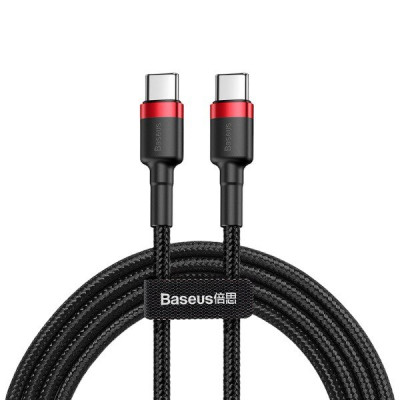 USB кабель Baseus Type-C to Type-C CATKLF-G91, 60W black red USB кабель Baseus Type-C to Type-C CATKLF-G91, 60W black red