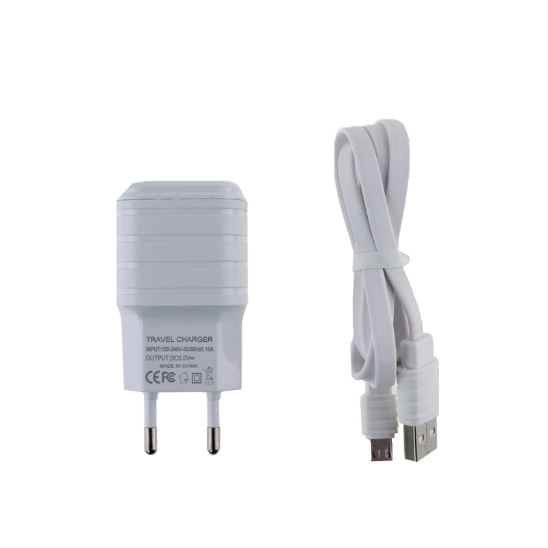Зарядний пристрій з кабелем microUSB Charger 2 USB 2000 mA white